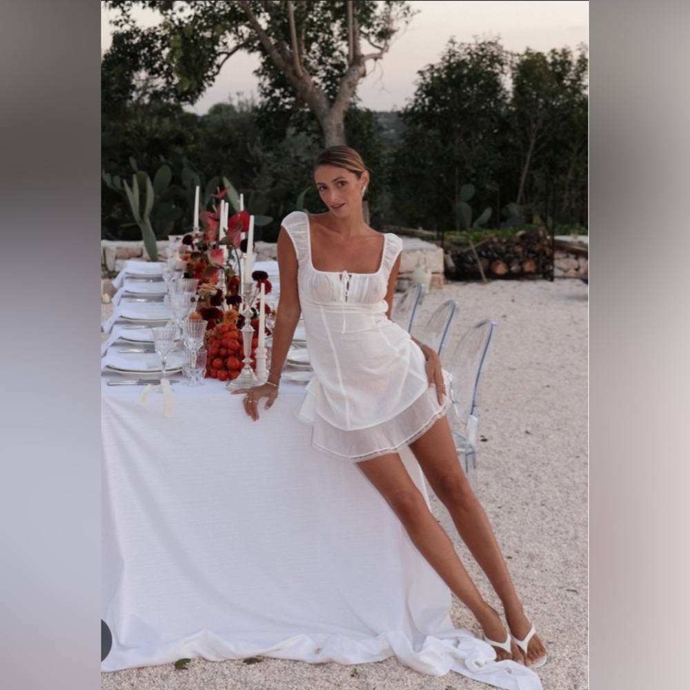 New Helsa Voile Faire Mini Dress in Ivory